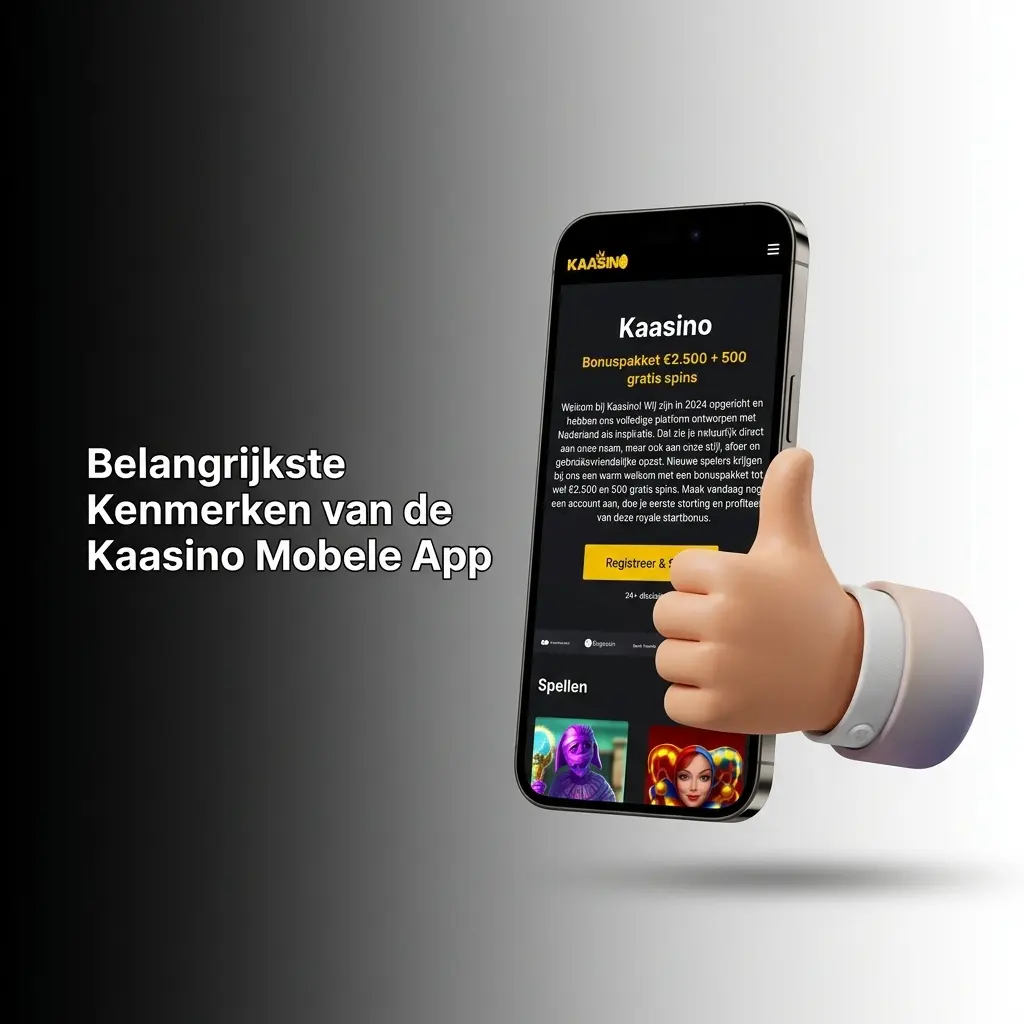 Kaasino mobiele app op een smartphone