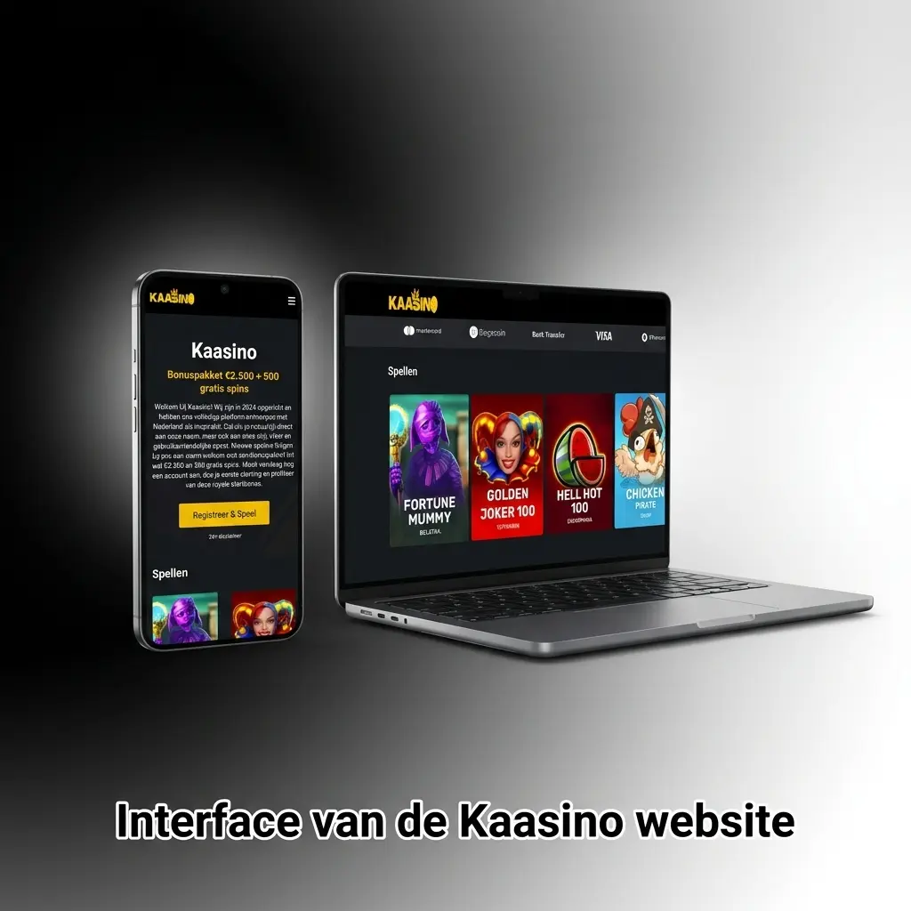 Interface van de Kaasino website