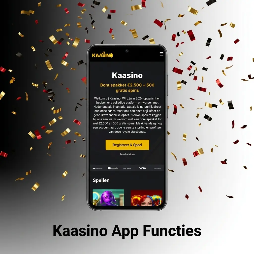 Kaasino app interface overzicht