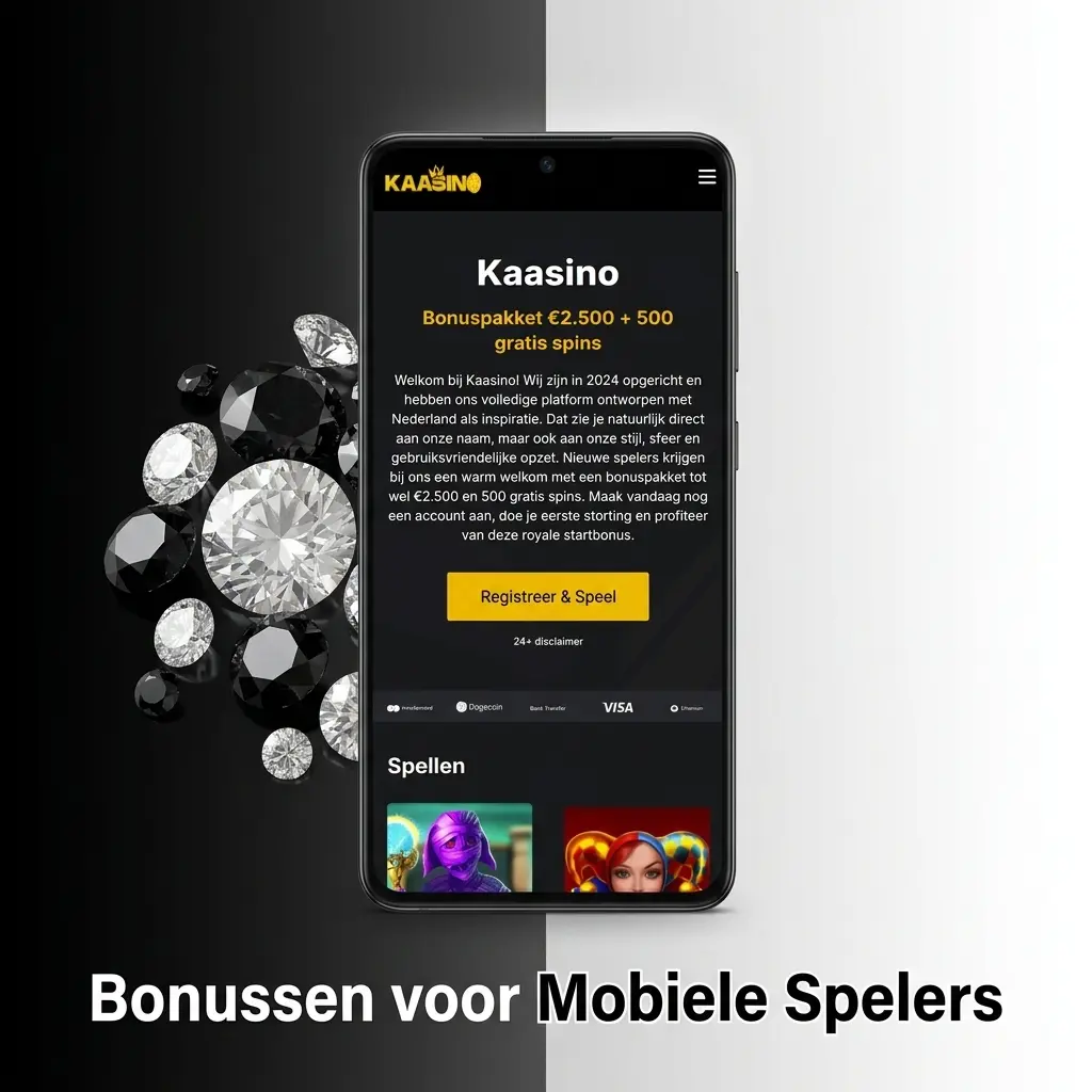 Speler bekijkt bonussen in de Kaasino mobiele app